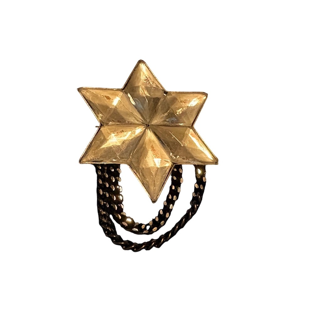 Dangling Chain Star Brooch Pin‎ Silver Tone Glam Statement Accessory Women